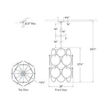 Load image into Gallery viewer, Loire Barrel Chandelier - line drawing.