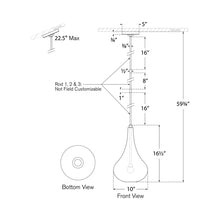 Load image into Gallery viewer, Lomme LED Pendant Light - line drawing.