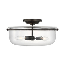 Load image into Gallery viewer, Lorford Medium Semi Flush Mount Ceiling Light in Aged Iron (Clear Glass).