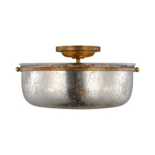 Load image into Gallery viewer, Lorford Medium Semi Flush Mount Ceiling Light in Gilded Iron (Antique Mercury Glass).