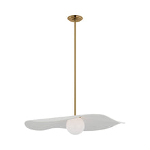 Load image into Gallery viewer, Mahalo LED Single Pendant Light in Hand-Rubbed Antique Brass (Matte White/28-Inch).