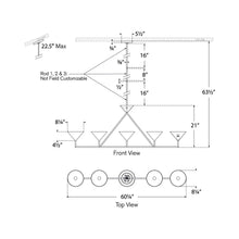 Load image into Gallery viewer, Orsay Linear Chandelier - line drawing.