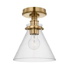 Load image into Gallery viewer, Parkington Conical Flush Mount Ceiling Light in Antique-Burnished Brass (Clear Glass).
