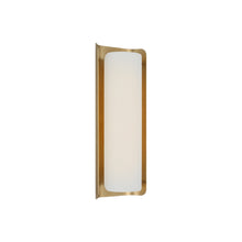 Load image into Gallery viewer, Penumbra LED Wall Light in Hand-Rubbed Antique Brass/Linen (15-Inch).