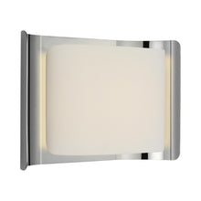Load image into Gallery viewer, Penumbra Wide LED Wall Light in Polished Nickel/Linen.