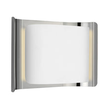 Load image into Gallery viewer, Penumbra Wide LED Wall Light in Polished Nickel/White.
