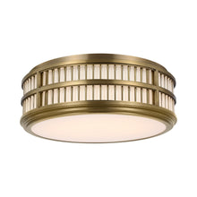 Load image into Gallery viewer, Perren LED Flush Mount Ceiling Light in Natural Brass/Glass Rods (18-Inch).