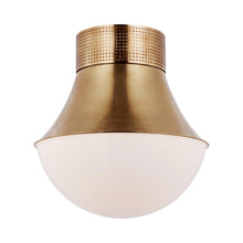 Load image into Gallery viewer, Precision 17-Inch LED Flush Mount Ceiling Light in Antique-Burnished Brass.