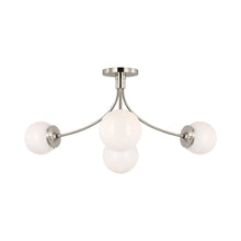Load image into Gallery viewer, Prescott Semi Flush Ceiling Light in Polished Nickel/White(Large).