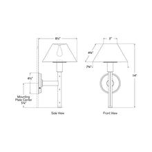 Load image into Gallery viewer, Radford Wall Light - line drawing.