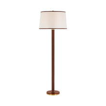 Load image into Gallery viewer, Riley Floor Lamp in Natural Brass/Saddle Leather.