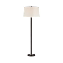 Load image into Gallery viewer, Riley Floor Lamp in Polished Nickel/Chocolate Leather.