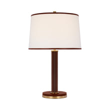 Load image into Gallery viewer, Riley Table Lamp in Natural Brass/Saddle Leather.
