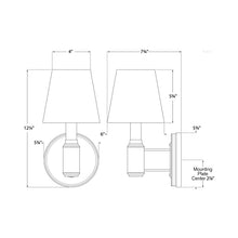 Load image into Gallery viewer, Riley Wall Light - line drawing.
