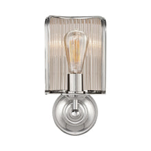 Load image into Gallery viewer, Rivington Shield Wall Light in Polished Nickel.