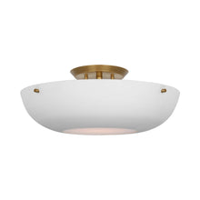 Load image into Gallery viewer, Valencia LED Flush Mount Ceiling Light in Hand-Rubbed Antique Brass/Matte White.