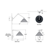 Load image into Gallery viewer, Wimberley Swing Arm Wall Light - line drawing.