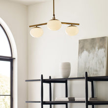 Load image into Gallery viewer, Lune LED Semi Flush Mount Ceiling Light in living room.