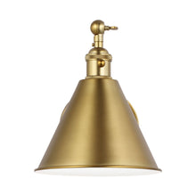 Load image into Gallery viewer, Salem Single Arm One Wall Light in Satin Brass.