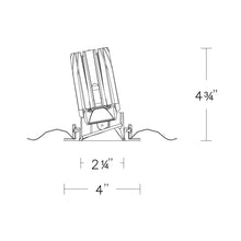 Load image into Gallery viewer, FQ 2" Square Wall Wash LED Recessed Light - line drawing.