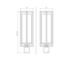Load image into Gallery viewer, Aura Outdoor Mount Post Light - line drawing.