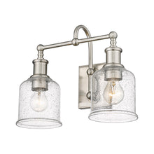 Load image into Gallery viewer, Bryant Bath Vanity Light in Brushed Nickel/Clear Seedy (2-Light).