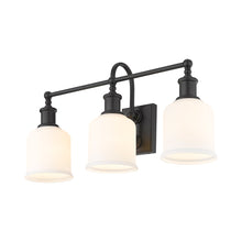 Load image into Gallery viewer, Bryant Bath Vanity Light in Matte Black/Matte Opal (3-Light).