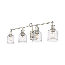 Load image into Gallery viewer, Bryant Bath Vanity Light in Brushed Nickel/Clear Seedy (4-Light).