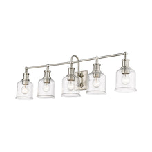 Load image into Gallery viewer, Bryant Bath Vanity Light in Brushed Nickel/Clear Seedy (5-Light).
