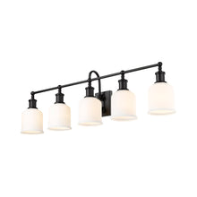 Load image into Gallery viewer, Bryant Bath Vanity Light in Matte Black/Matte Opal (5-Light).