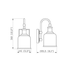 Load image into Gallery viewer, Bryant Bath Wall Light - line drawing.
