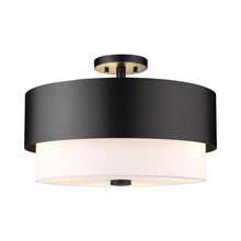 Load image into Gallery viewer, Counterpoint Semi Flush Mount Ceiling Light in Matte Black (3-Light).