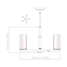 Load image into Gallery viewer, Danica Chandelier - line drawing.