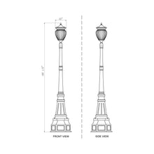 Load image into Gallery viewer, Davina Outdoor Ornate Post Light - line drawing.