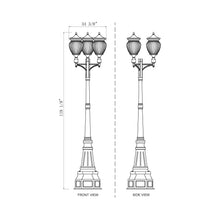 Load image into Gallery viewer, Davina Outdoor Ornate Post Light - line drawing.