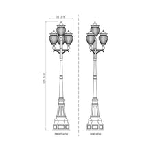Load image into Gallery viewer, Davina Outdoor Ornate Post Light - line drawing.