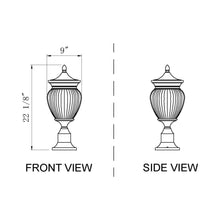 Load image into Gallery viewer, Davina Outdoor Teardrop Post Light - line drawing.