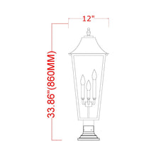 Load image into Gallery viewer, Gannon Outdoor Sloped Top Post Light - line drawing.