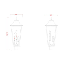 Load image into Gallery viewer, Gannon Outdoor Sloped Top Post Light - line drawing.