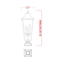 Load image into Gallery viewer, Gannon Outdoor Sloped Top Post Light - line drawing.