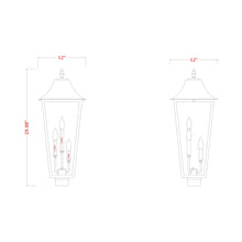 Load image into Gallery viewer, Gannon Outdoor Sloped Top Post Light - line drawing.