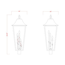 Load image into Gallery viewer, Gannon Outdoor Sloped Top Post Light - line drawing.