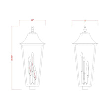 Load image into Gallery viewer, Gannon Outdoor Sloped Top Post Light - line drawing.
