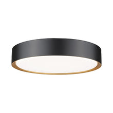 Load image into Gallery viewer, Kawan LED Flush Mount Ceiling Light in Matte Black/Modern Gold (16-Inch).