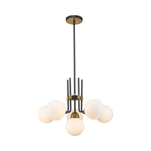 Load image into Gallery viewer, Parsons Chandelier in Matte Black/Olde Brass (6-Light).