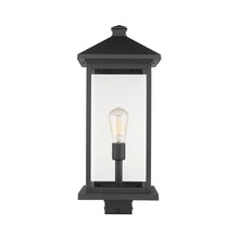 Load image into Gallery viewer, Portland Outdoor Square Mount Post Light in Black/Clear Beveled (22.5-Inch).
