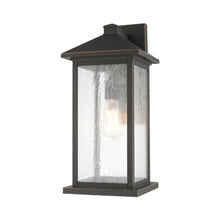 Load image into Gallery viewer, Portland Outdoor Wall Light in Oil Rubbed Bronze/Clear Seedy (18-Inch).