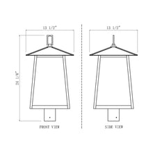 Load image into Gallery viewer, Rainer Outdoor Lantern Post Light - line drawing.