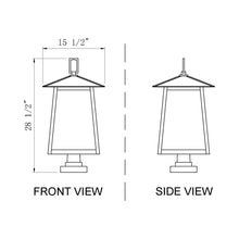 Load image into Gallery viewer, Rainer Outdoor Lantern Post Light - line drawing.