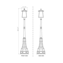 Load image into Gallery viewer, Rainer Outdoor Ornate Post Light - line drawing.
